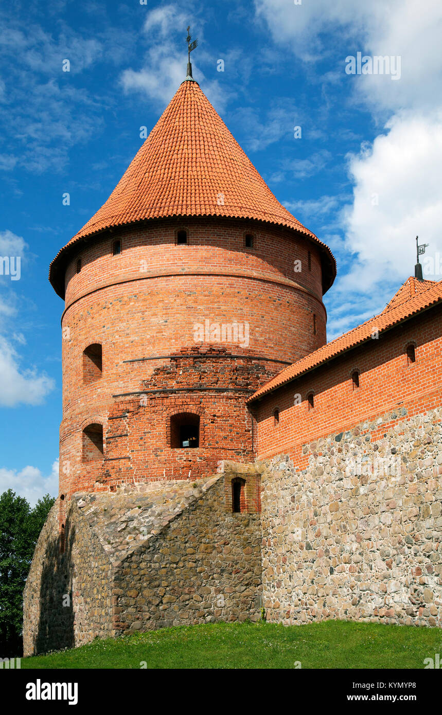 La torre del Castello di Trakai, vicino a Vilnius Foto Stock