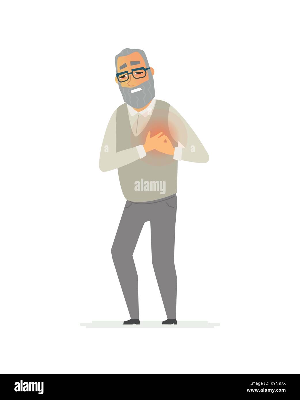 Senior uomo con un heartache - cartoon persone caratteri illustrazione isolato Illustrazione Vettoriale