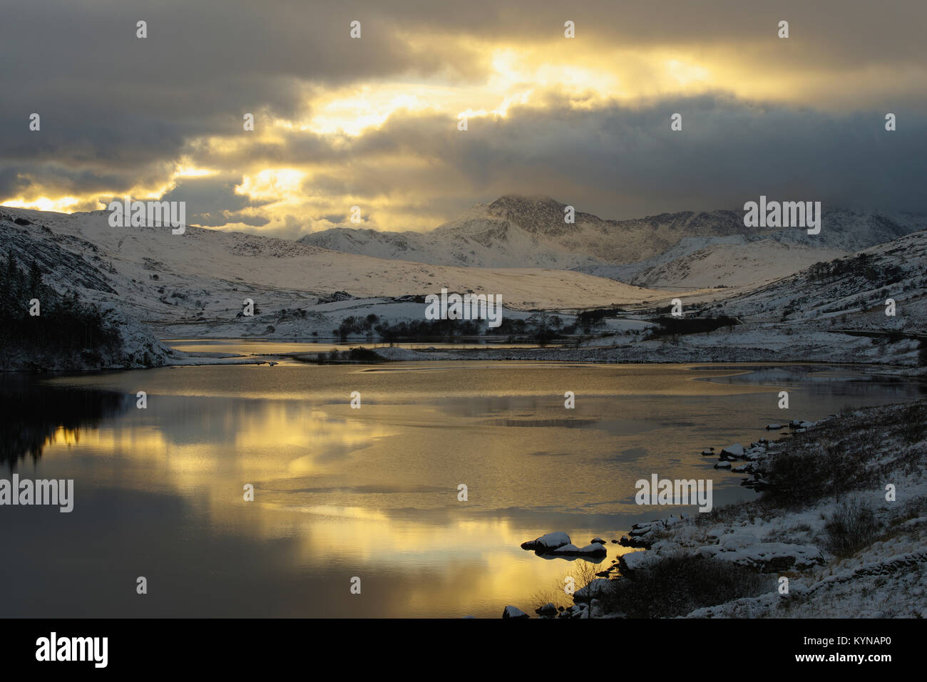 Snowdon Horseshoe, Llynnau Mymbyr, Eryri, Gwynedd, Galles del Nord, Regno Unito, Foto Stock
