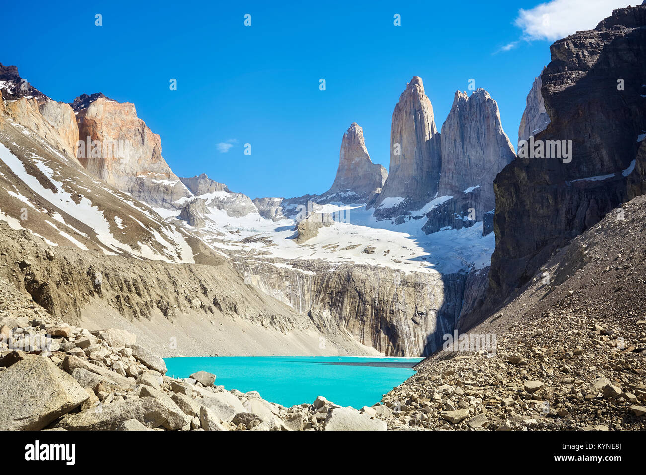 Parco Nazionale di Torres del Paine nella Patagonia cilena. Foto Stock