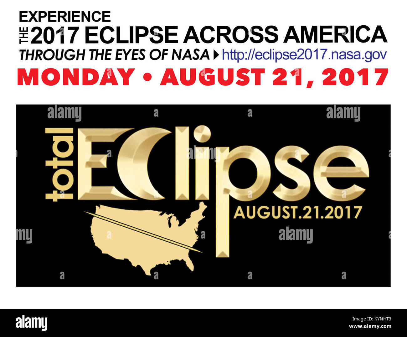 La grafica della NASA illustra il percorso e le fasi dell'eclissi solare totale, mostrando il fenomeno mentre la luna copre completamente il sole, gettando un'ombra sulla Terra. Foto Stock