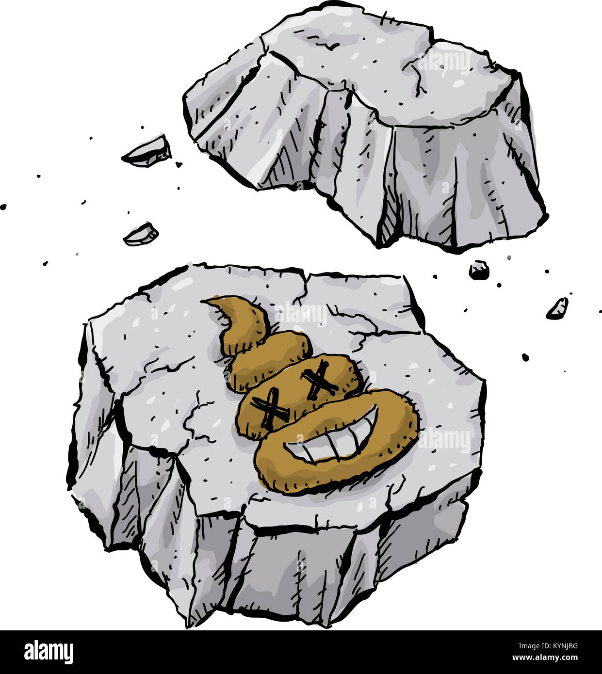 Una crepe aperte rock rivelando un fossile di un antico cacca gli Emoji all'interno. Foto Stock