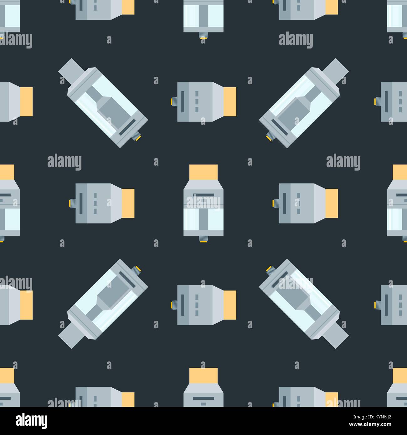 Vector colorato design piatto vari rebuildable antigoccia e serbatoio vape polverizzatori tipi RDA RDTA RTA RBA illustrazioni icone pattern senza giunture isolate su Illustrazione Vettoriale