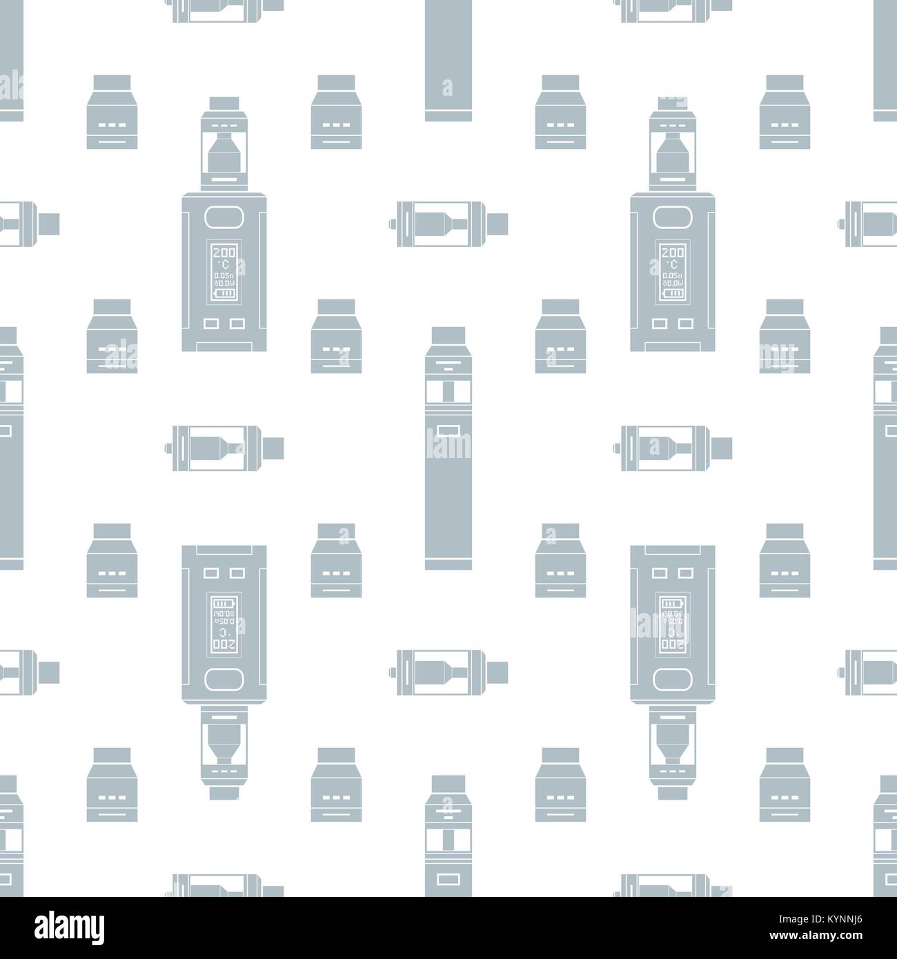 Grigio vettoriale design monocromatico vari rebuildable antigoccia e serbatoio vape polverizzatori tipi RDA RDTA RBA RTA DNA meccanica mod dispositivi seamles illustrazioni Illustrazione Vettoriale