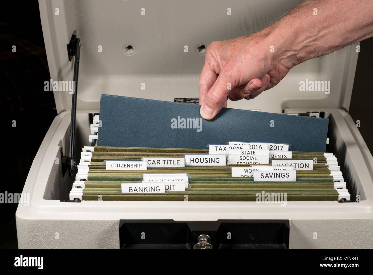 Home del sistema di archiviazione per le imposte organizzati in cartelle Foto Stock