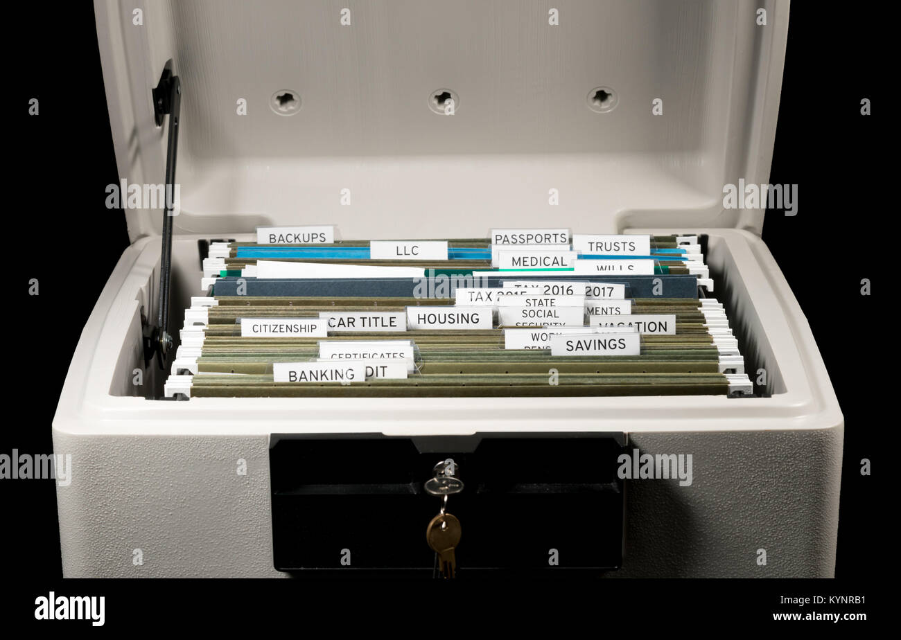Home del sistema di archiviazione per le imposte organizzati in cartelle Foto Stock