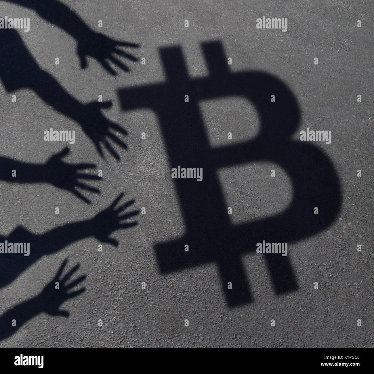 Domanda Bitcoin virtual banking e popolarità cryptocurrency concetto con 3D'illustrazione. Foto Stock