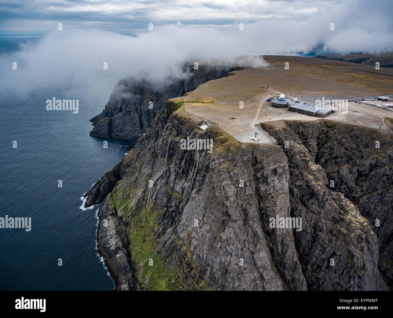 Mare di Barents costa Nord Cape (Nordkapp) nel nord della Norvegia la fotografia aerea. Foto Stock