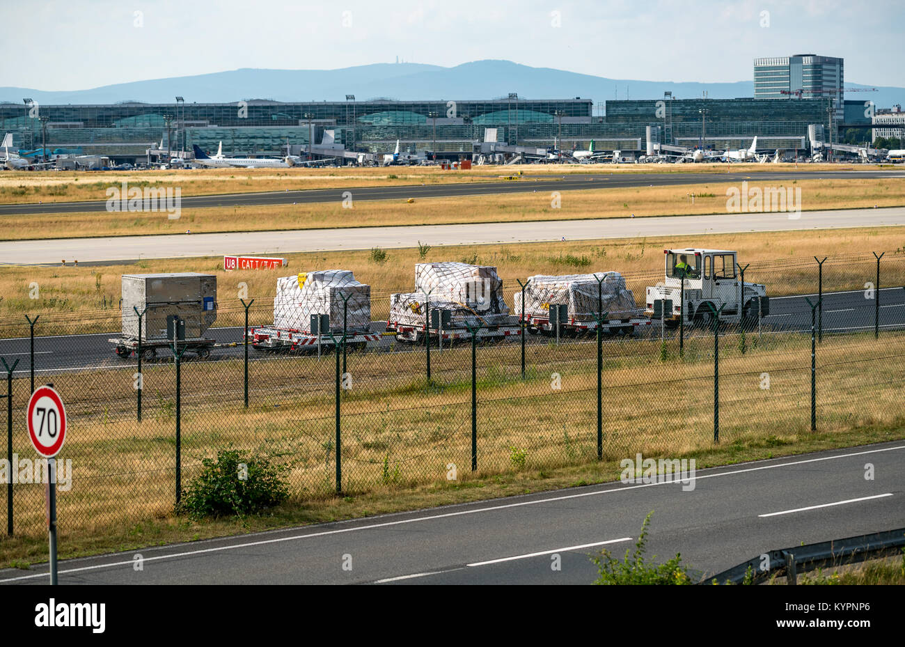 Aeroporto di bagagli il carico e lo scarico dei bagagli per i passeggeri. Foto Stock