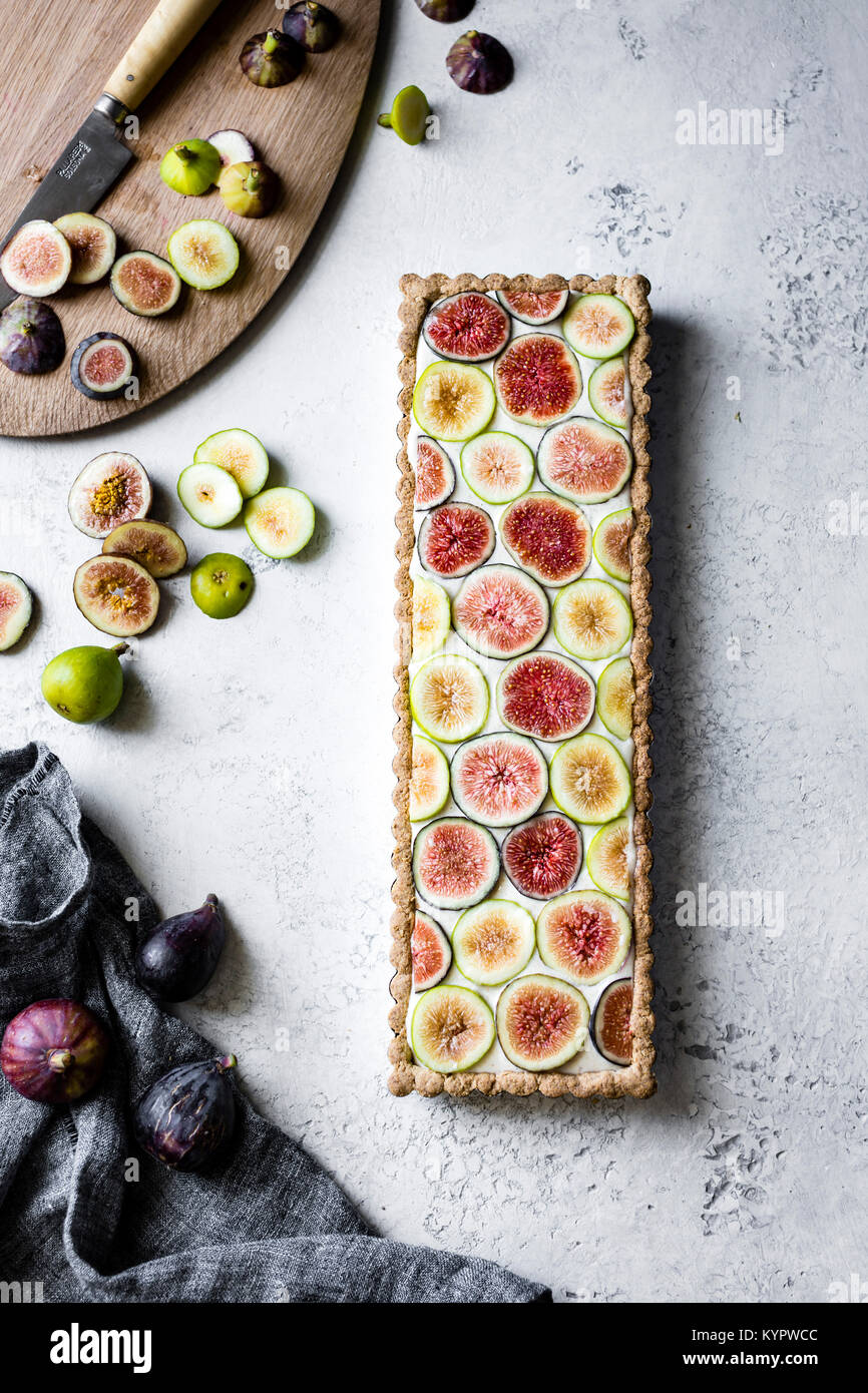 Vegan esente da glutine fig tart Foto Stock