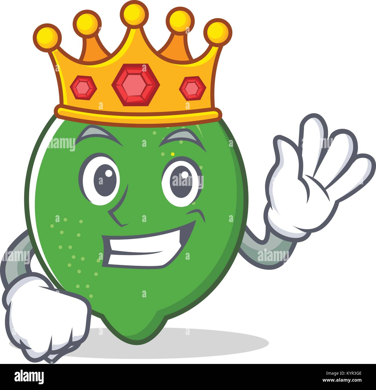 Re mascotte di lime in stile cartone animato Illustrazione Vettoriale