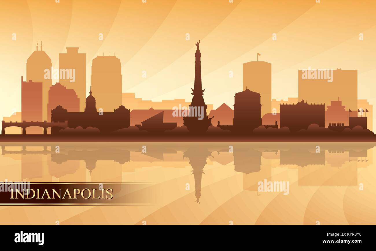 Indianapolis city skyline silhouette sfondo, illustrazione vettoriale Illustrazione Vettoriale