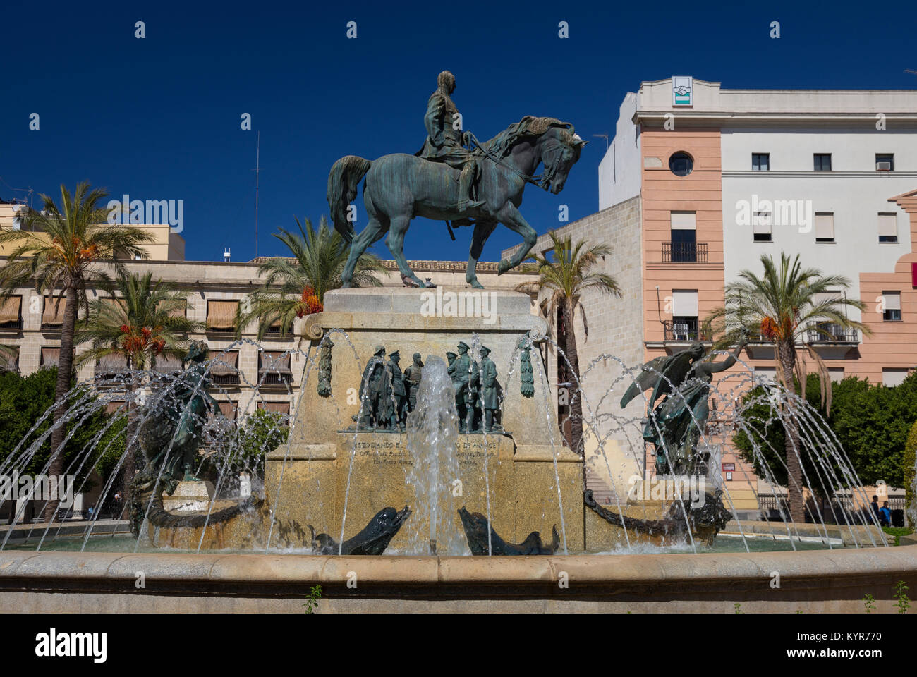 Un monumento di Miguel Primo de Rivera, Plaza del Arenal, Jerez, Spagna Foto Stock