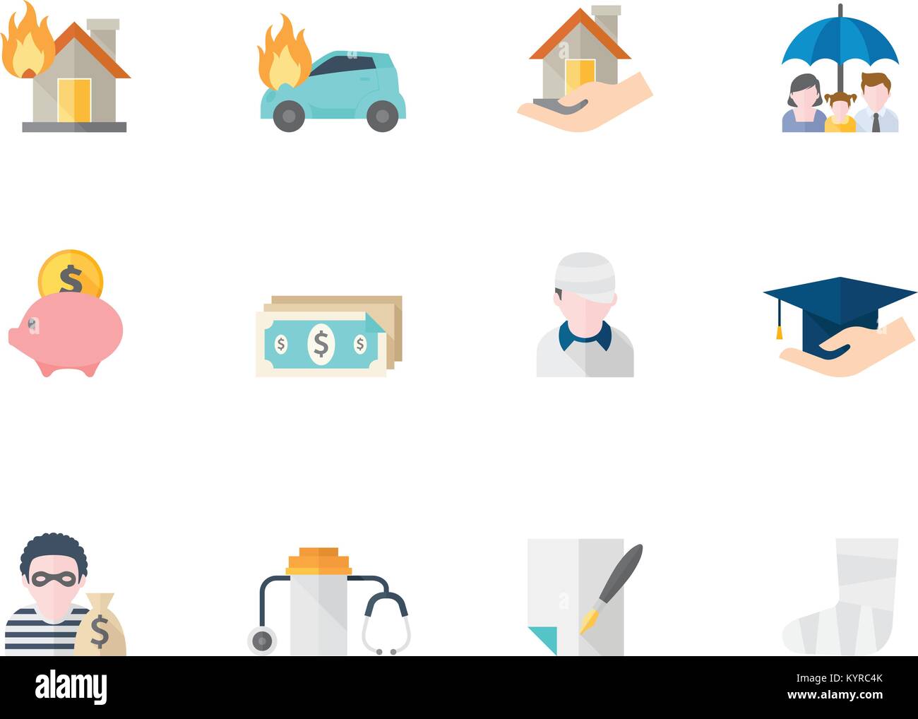 Icona mediche serie a schermo piatto a colori e stile. Illustrazione Vettoriale. Illustrazione Vettoriale