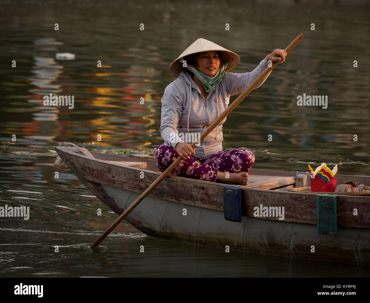 Barche a noleggio in Hoi An, Vietnam. Foto Stock