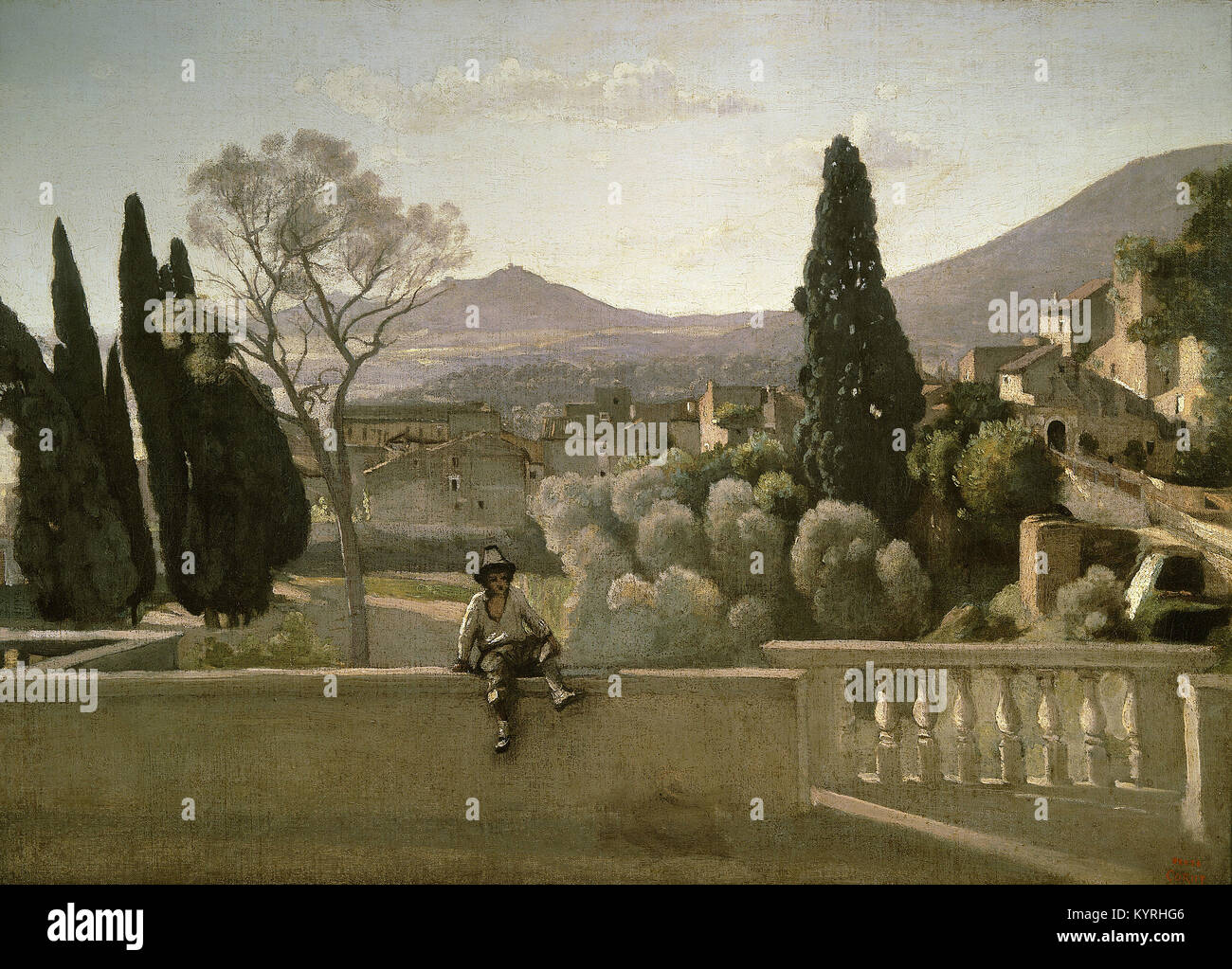 Camille Corot - Tivoli i giardini di Villa d'Este - 1843 - Museo del Louvre Parigi Foto Stock