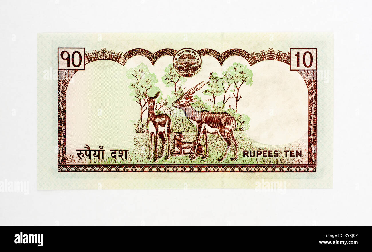 Il Nepal dieci rupie nota banca Foto Stock