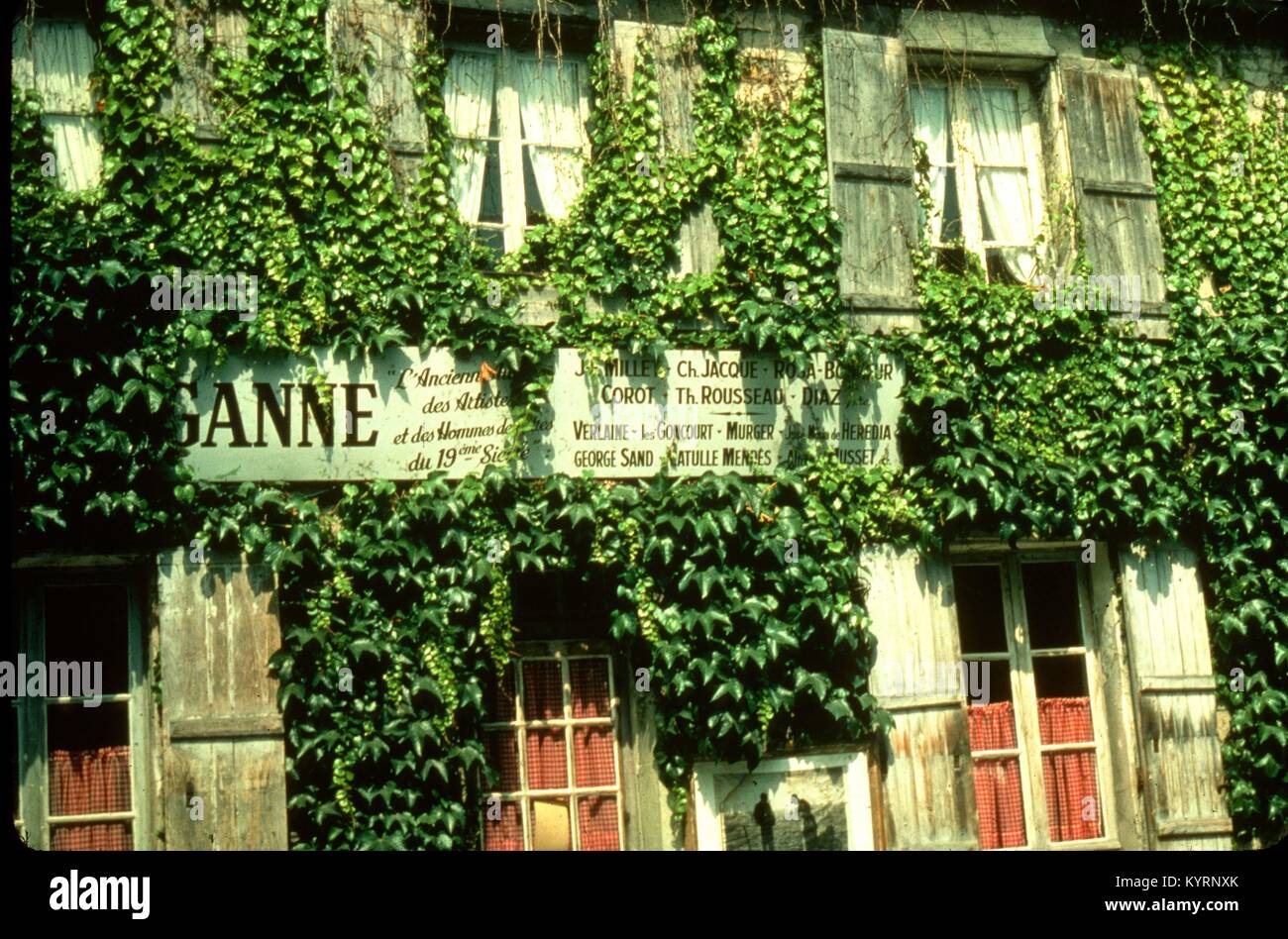 La locanda storica di Pere Ganne prima del restauro. (Dettaglio). Barbizon, Ile-de-France. Foto prese ca. 1980. Foto Stock