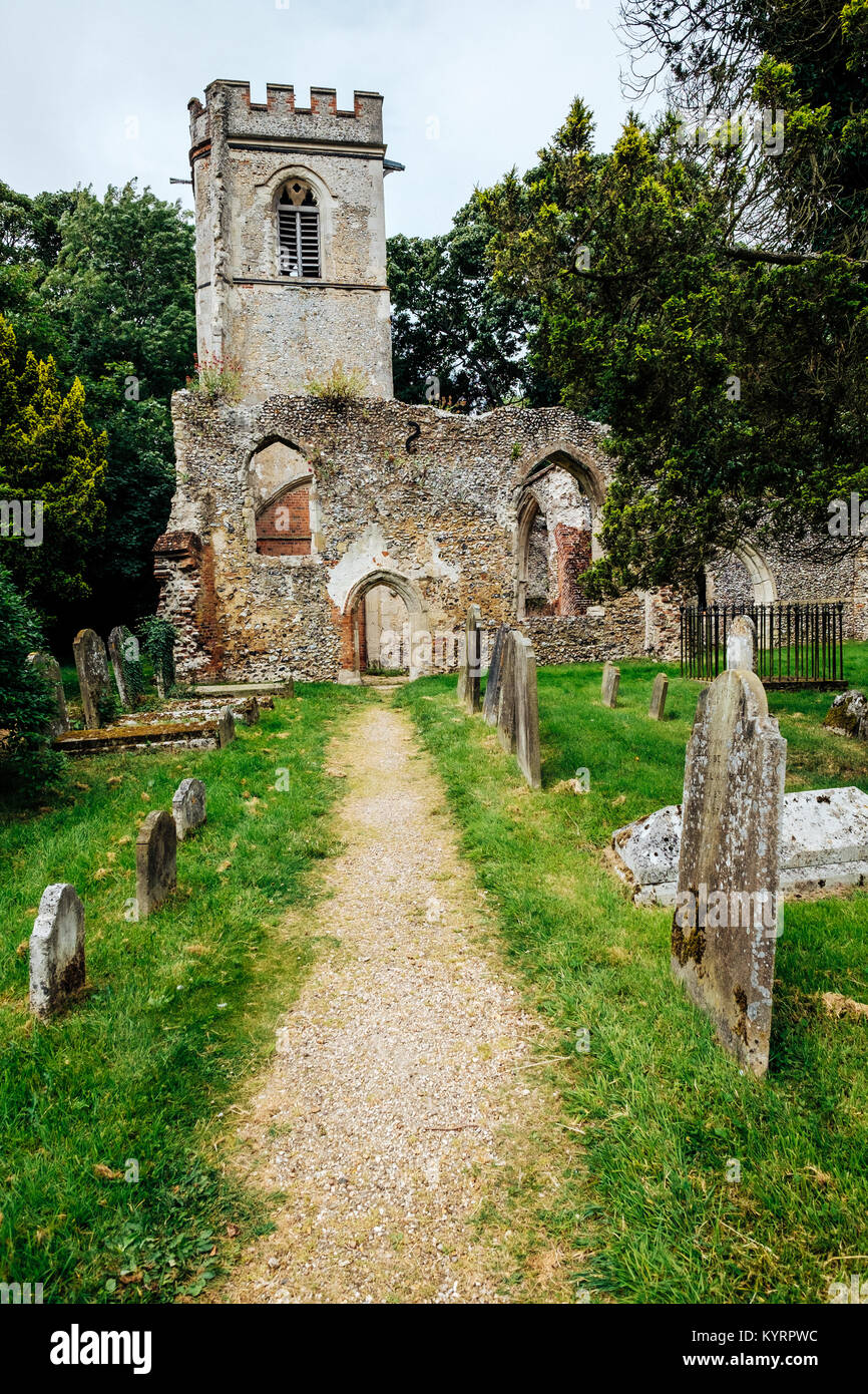 Vecchia chiesa di San Lorenzo, Ayot St Lawrence Hertfordshire Foto Stock