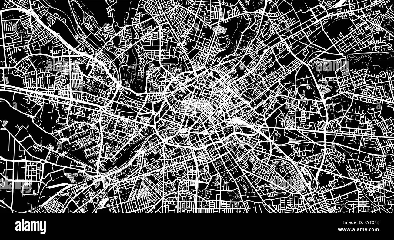 Vettore urbano mappa della città di Manchester, Inghilterra Illustrazione Vettoriale