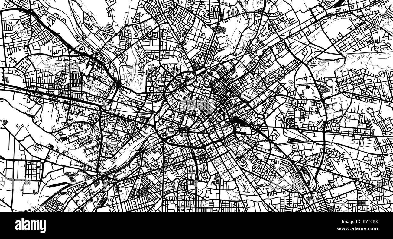 Vettore urbano mappa della città di Manchester, Inghilterra Illustrazione Vettoriale