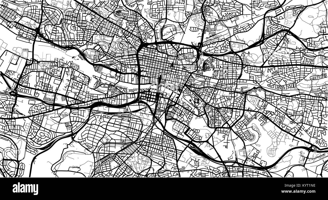 Vettore urbano mappa della città di Glasgow, Scozia Illustrazione Vettoriale