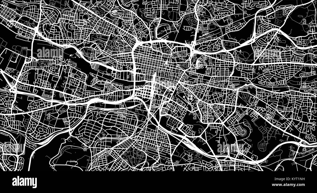 Vettore urbano mappa della città di Glasgow, Scozia Illustrazione Vettoriale