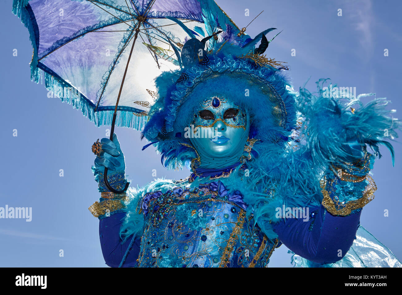 Tradizionale maschera veneziana a Carnevale 2017, Venezia, Italia Foto Stock