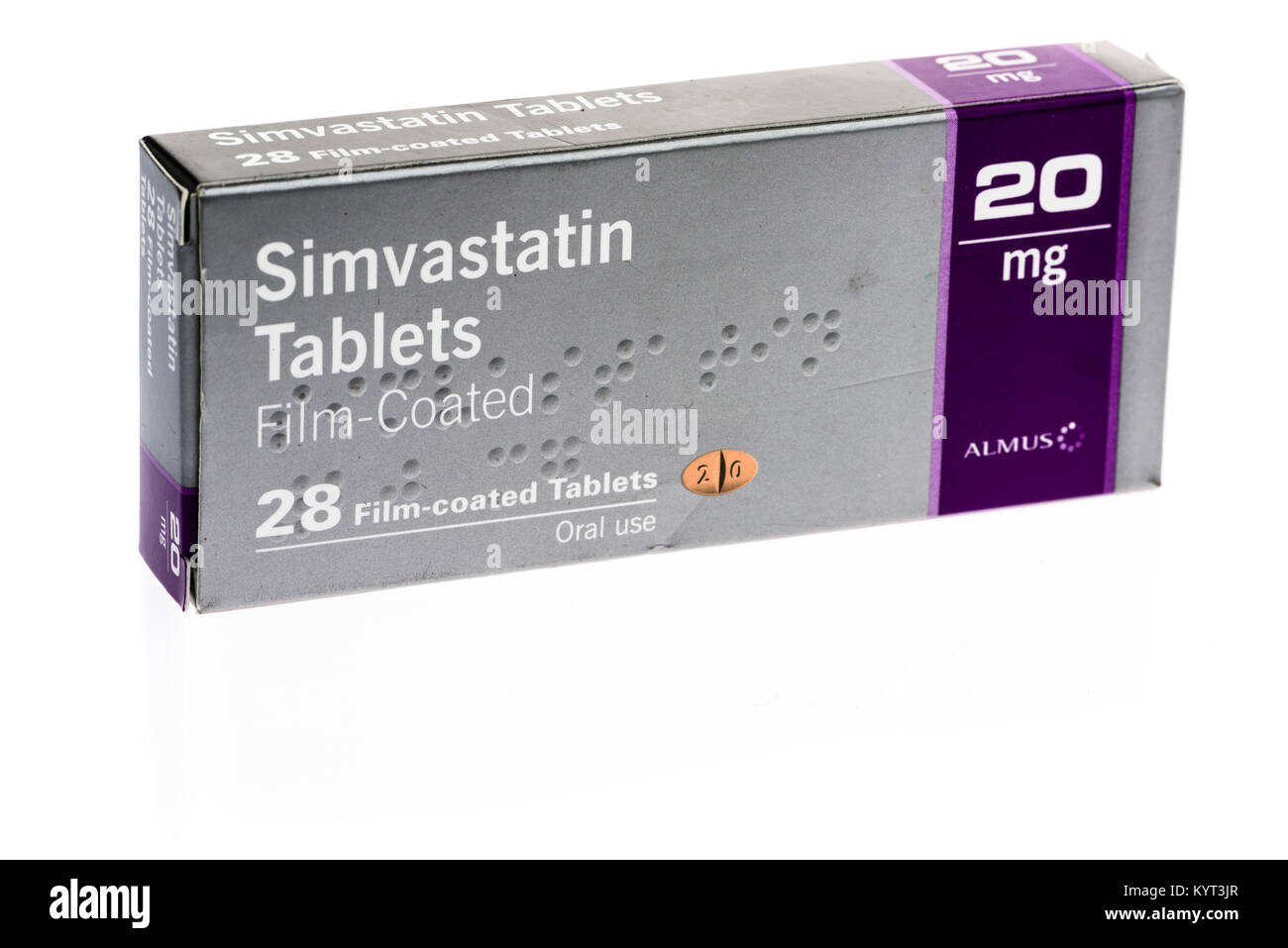 La simvastatina compresse statina per ridurre il colesterolo nel sangue e il rischio di malattia di cuore. Foto Stock