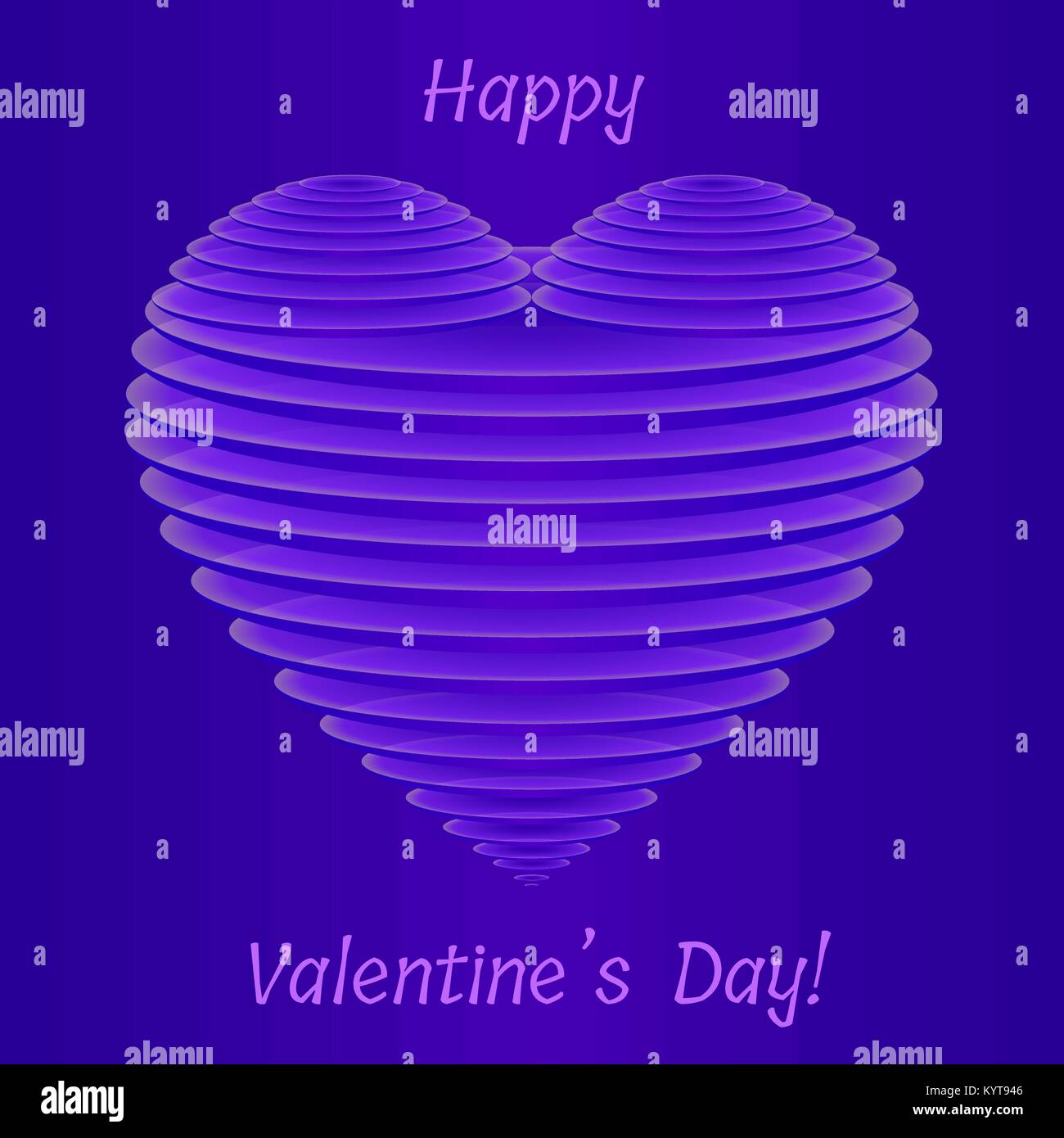 Elegante di San Valentino 3D cuore viola forma di sottili semi trasparente piastre ovale. Creative illustrazione vettoriale Illustrazione Vettoriale