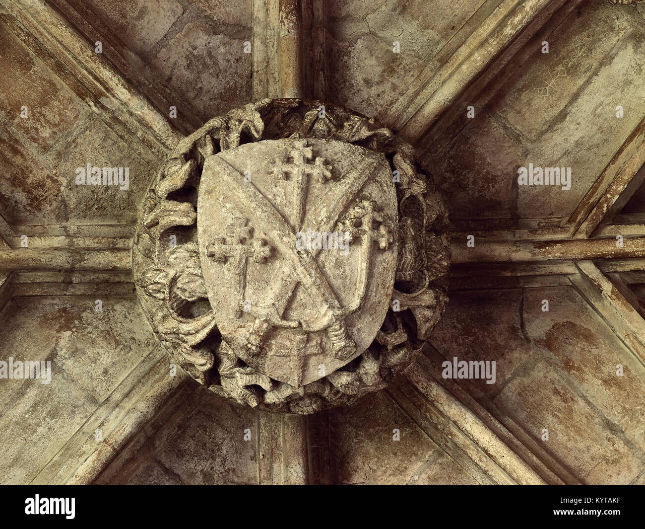Peterborough Cathedral. John Wastell del nuovo edificio, o Retrochoir all'estremo oriente fine della cattedrale. c. 1500 , visualizzare fino a vaulting, mostrando un bos Foto Stock