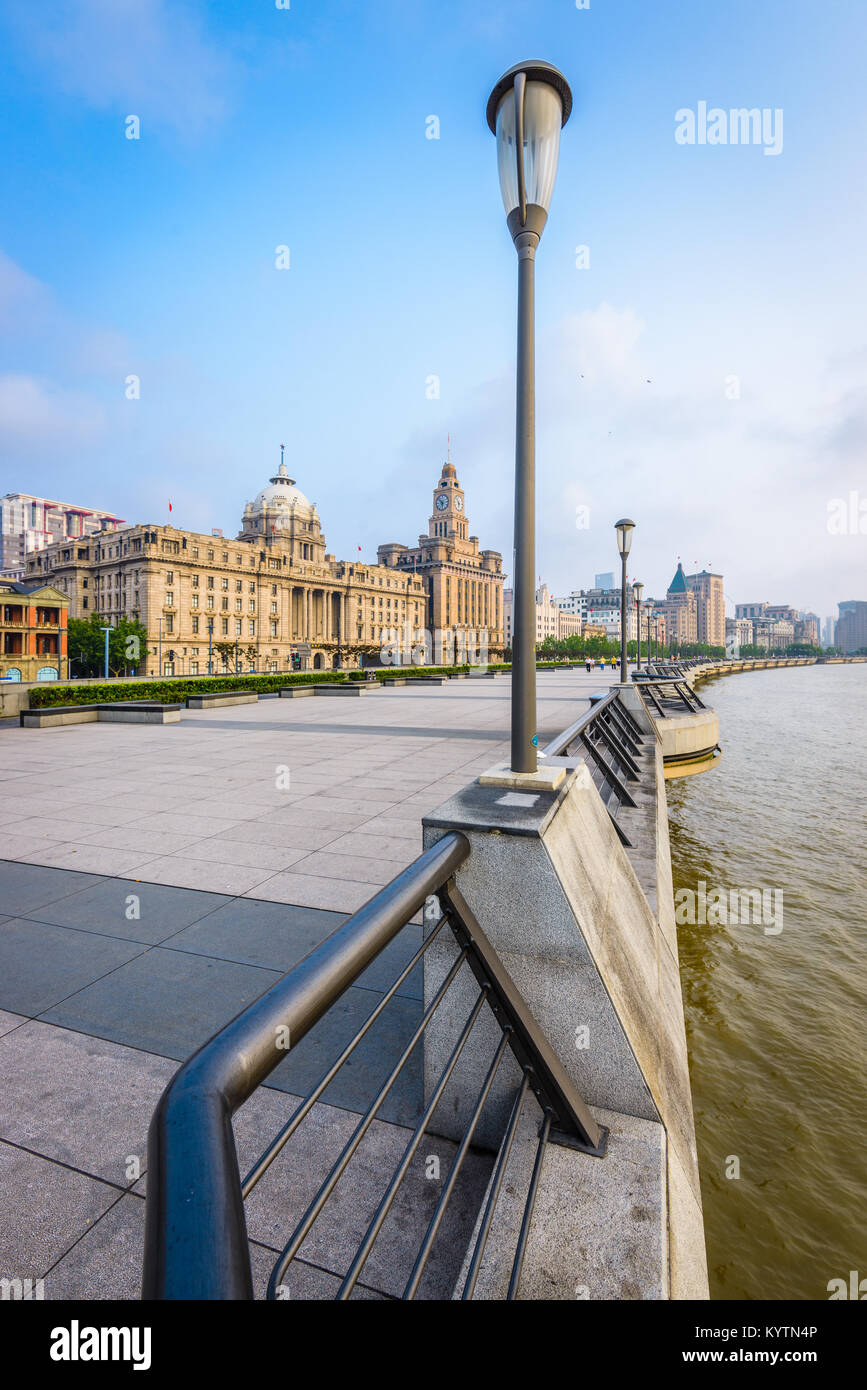 Shanghai, China Morning cityscape sul Bund. Foto Stock