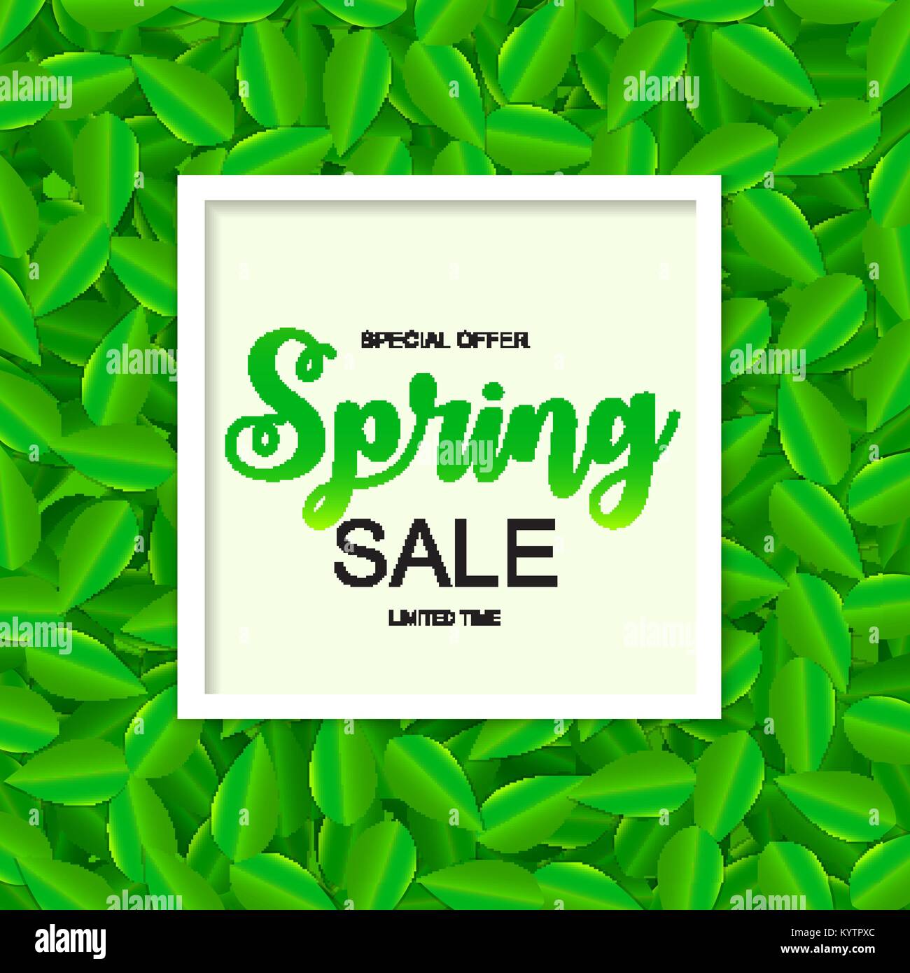 La molla vendita carino sfondo con foglie verdi. Illustrazione Vettoriale Illustrazione Vettoriale