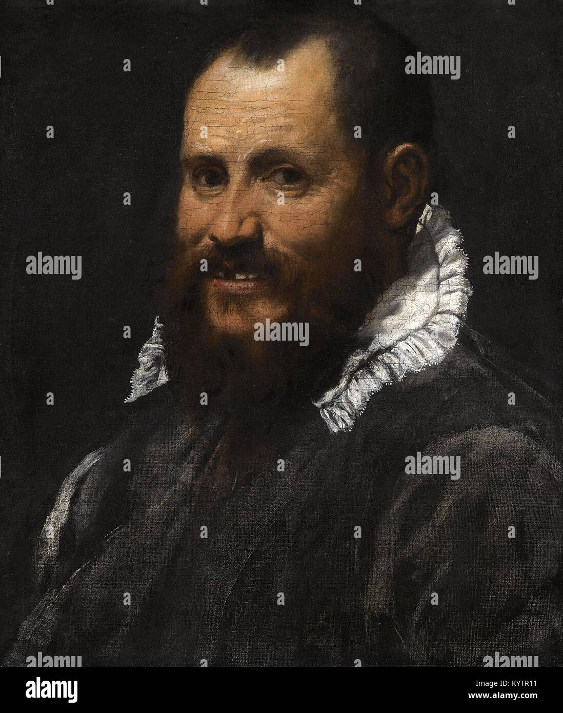 Annibale Carracci - Ritratto di un uomo, busto lunghezza, in un collare bianco Foto Stock