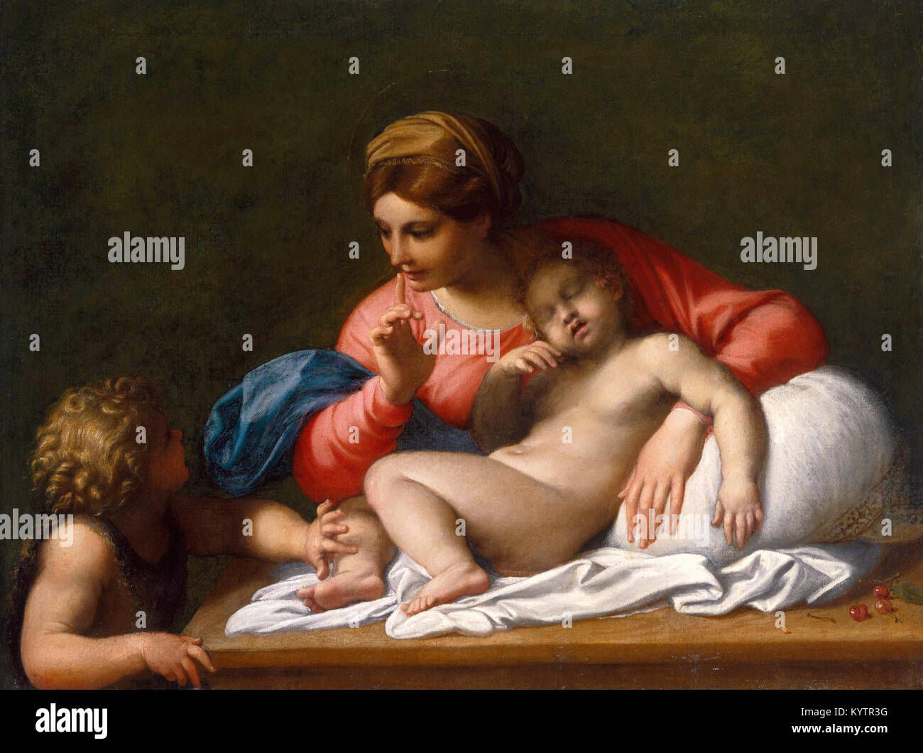 Annibale Carracci - La Madonna e il Bambino addormentato con il bambino San Giovanni Battista ('Il Silenzio") Foto Stock