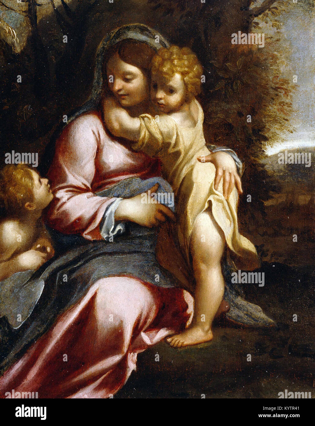 Annibale Carracci - Madonna con Bambino e San Giovanni Foto Stock