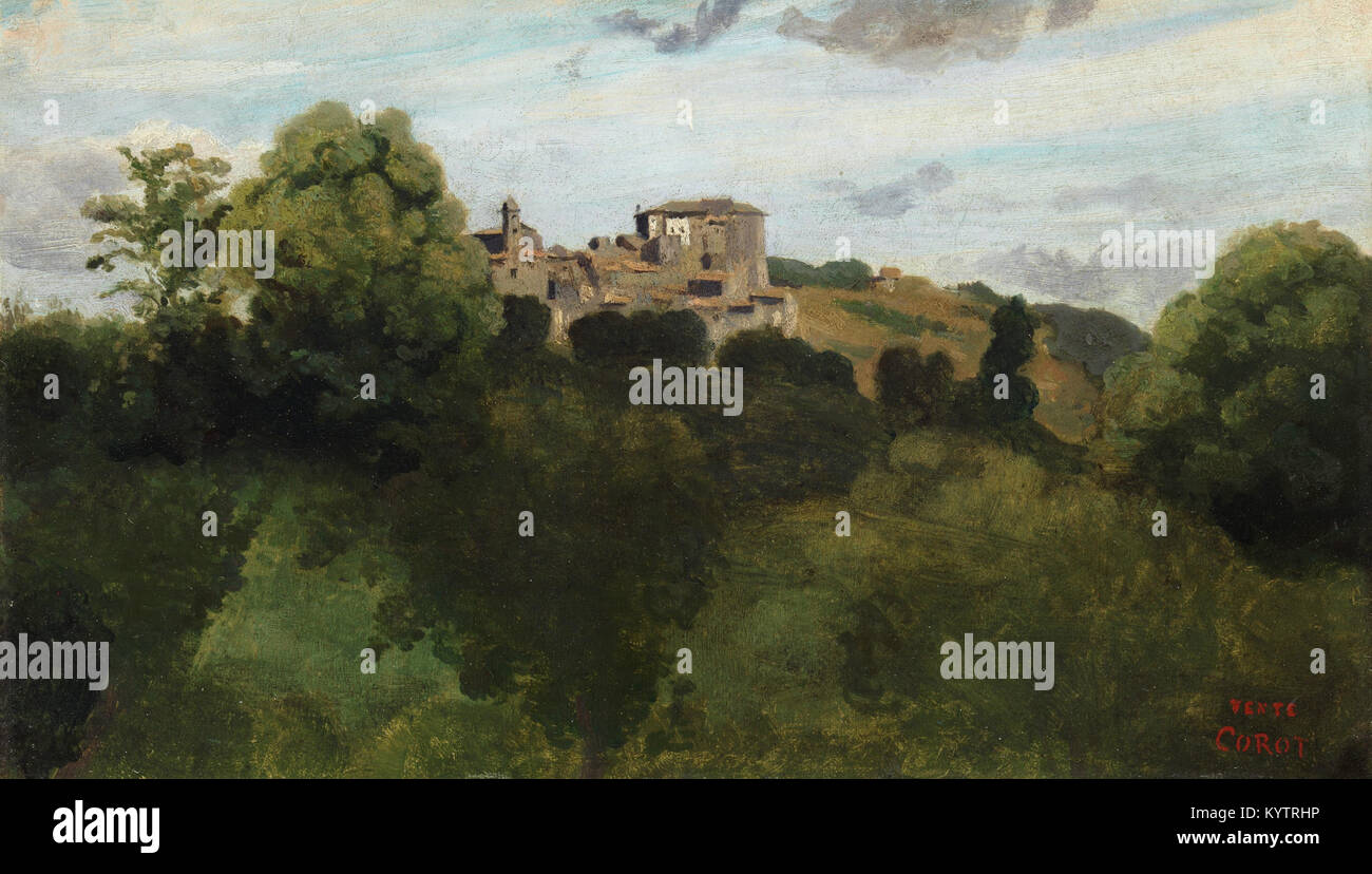 Camille Corot - Vista di Genzano - 1843 - MET Museum - New York Foto Stock