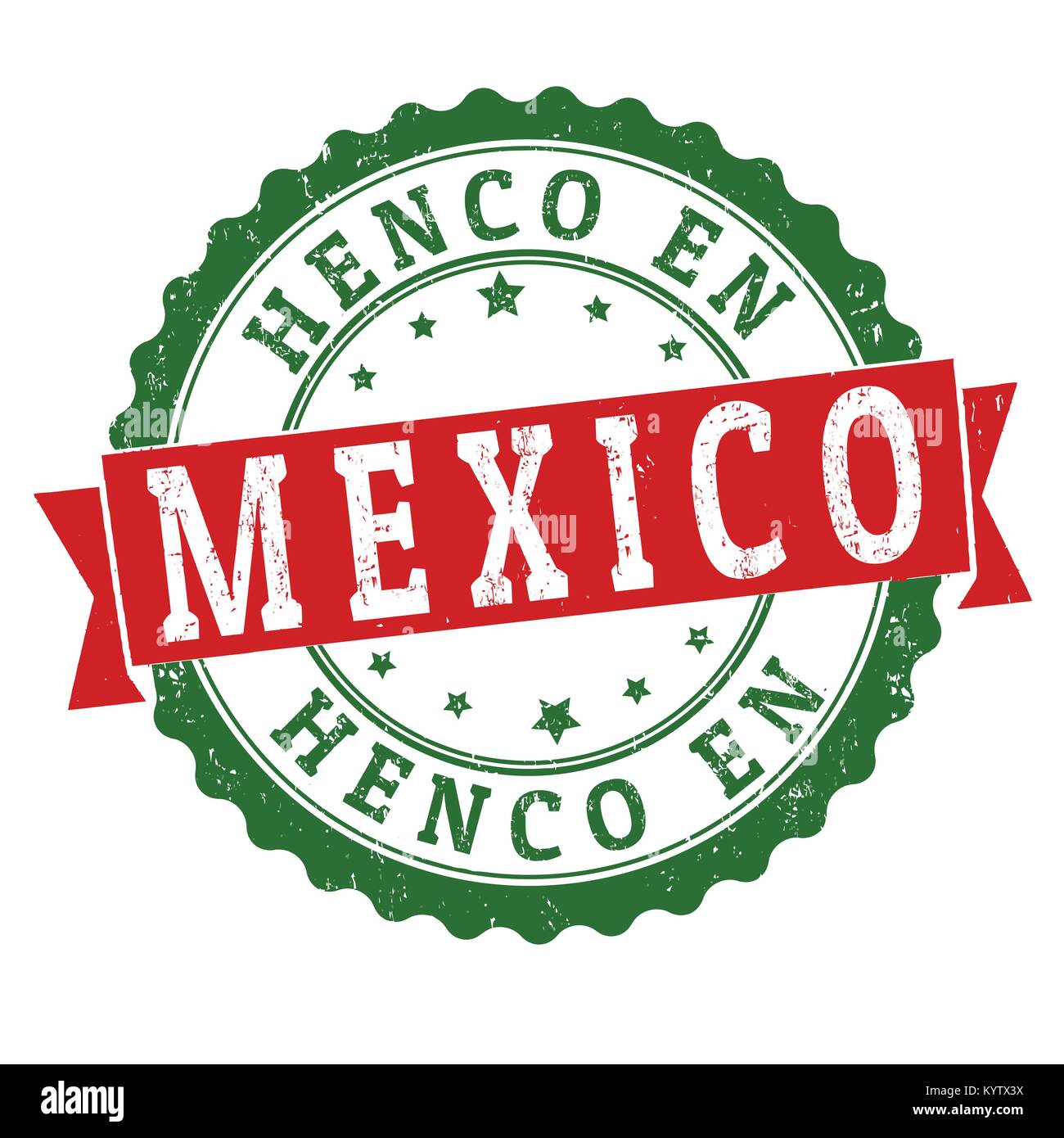 Henco en Messico (realizzato in Messico) grunge timbro di gomma su bianco ( in lingua spagnola), illustrazione vettoriale Illustrazione Vettoriale