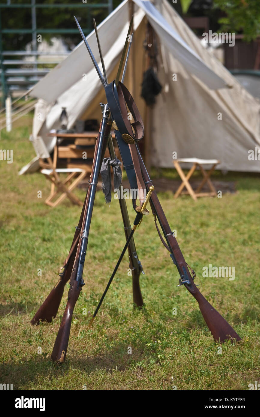 Fucili e pistole dell'epoca della guerra civile Foto Stock