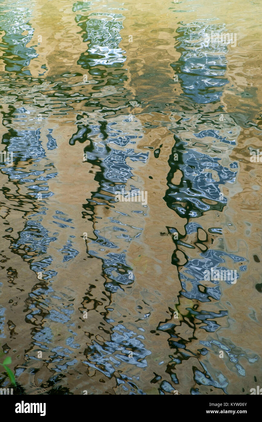 Architettura riflessioni nel fiume Avon, Bradford on Avon, Wiltshire, Regno Unito Foto Stock