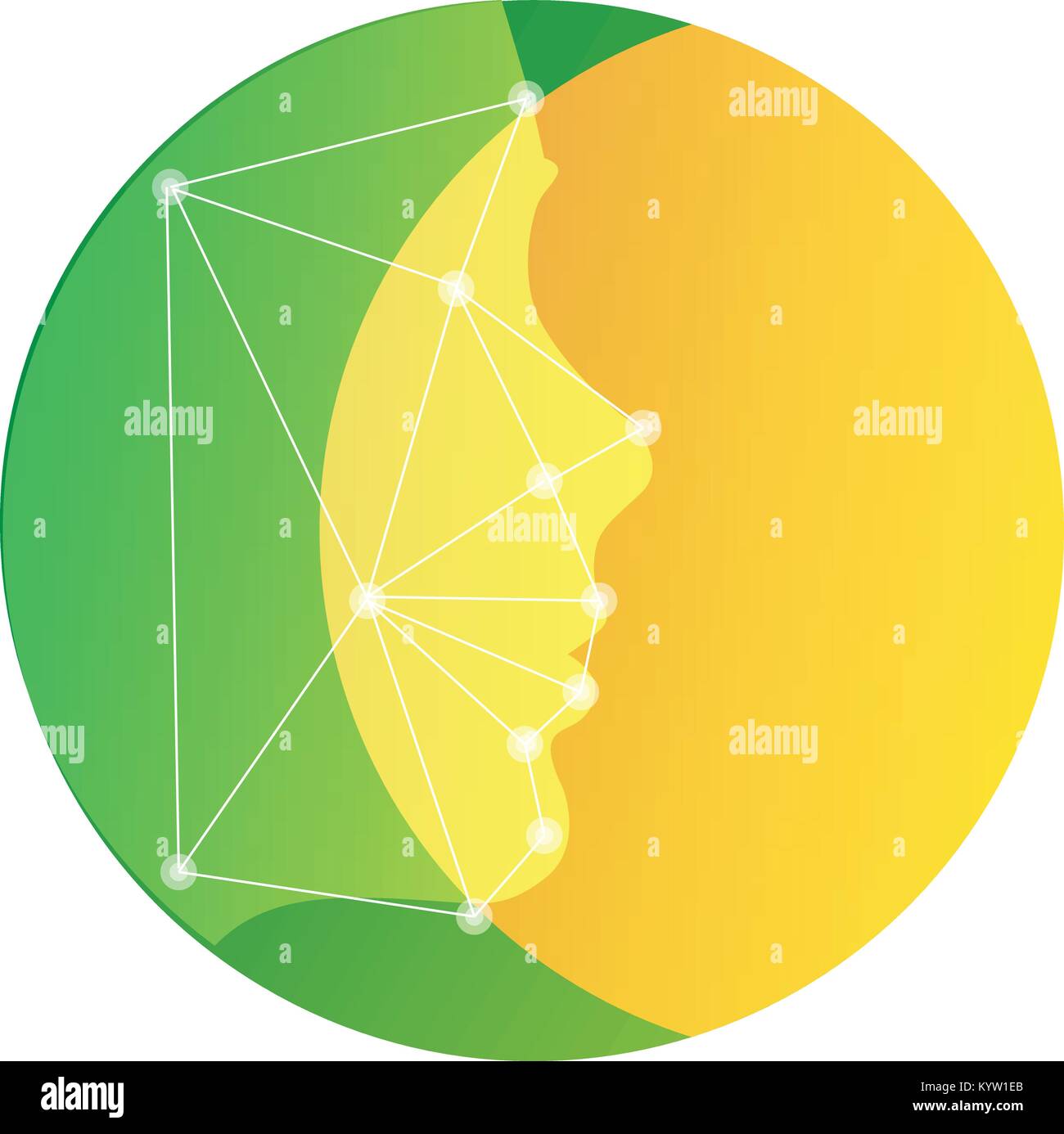 Luminoso giallo su verde face icona. Abstract round logo vettoriale modello. Illustrazione Vettoriale