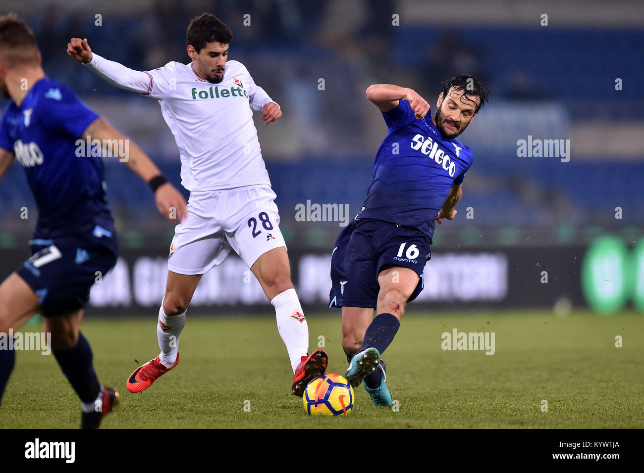 Gil Dias Fiorentina, Marco Parolo Lazio Roma 26-12-2017 Stadio Olimpico Calcio Calcio Coppa Italia Lazio - Fiorentina . Foto Andrea Staccioli / Ins Foto Stock