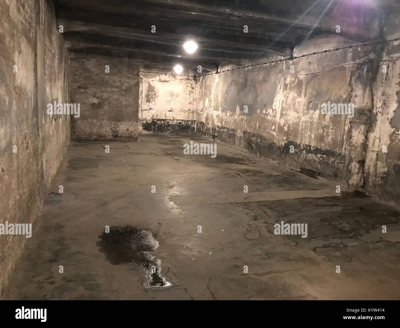 Le camere a gas nel campo di concentramento di Auschwitz, Polonia Foto Stock