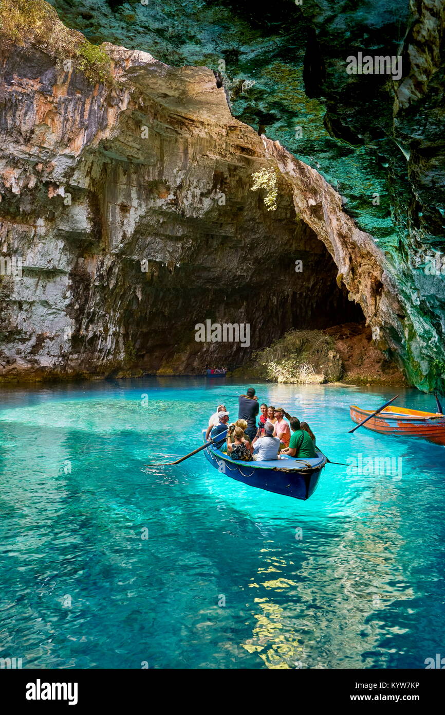 Melissani Grotta, l'isola di Cefalonia, Grecia Foto Stock