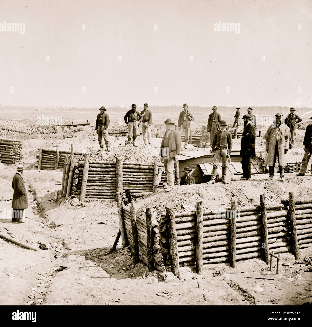 Pietroburgo, Va. Breastworks dei Confederati Fort Mahone ("Fort dannazione") Foto Stock