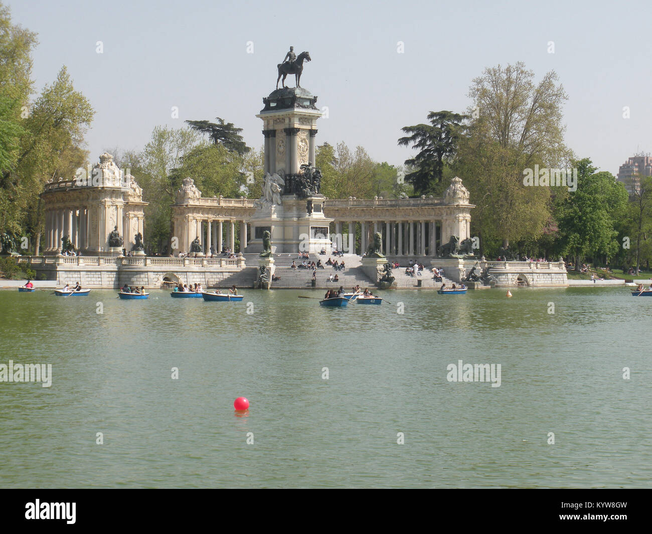 Madrid Parque del Retiro, Monumento a Alfonso XII di Spagna Foto Stock