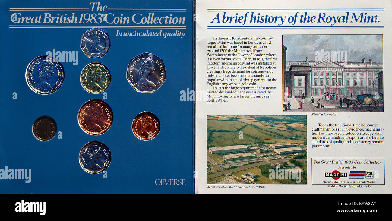 Il grande British 1983 raccolta di monete dal Royal Mint Foto Stock