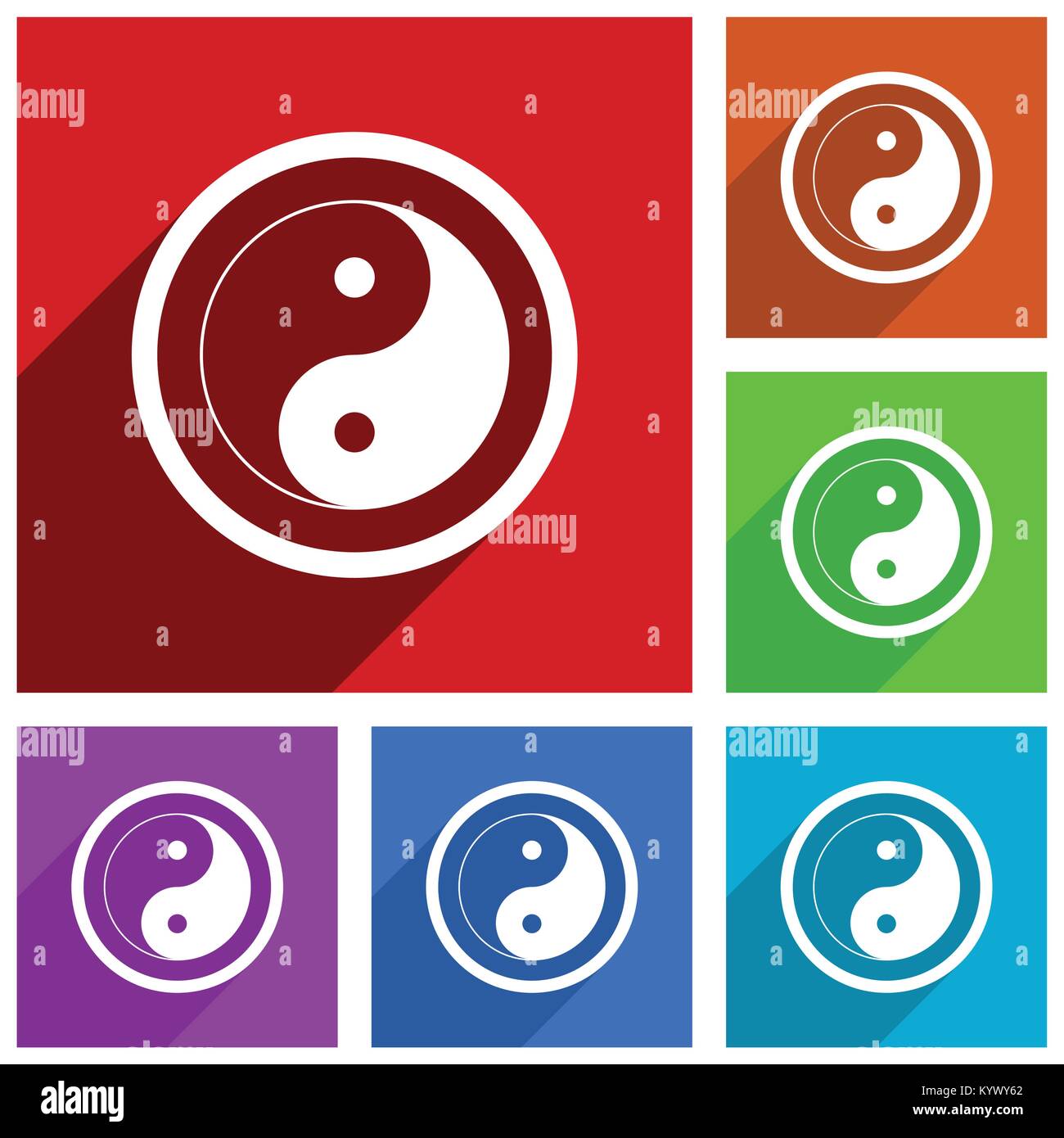 Ying yang icone vettoriali. Design piatto di illustrazioni a colori per i progettisti web e applicazioni mobili in eps 10 Illustrazione Vettoriale