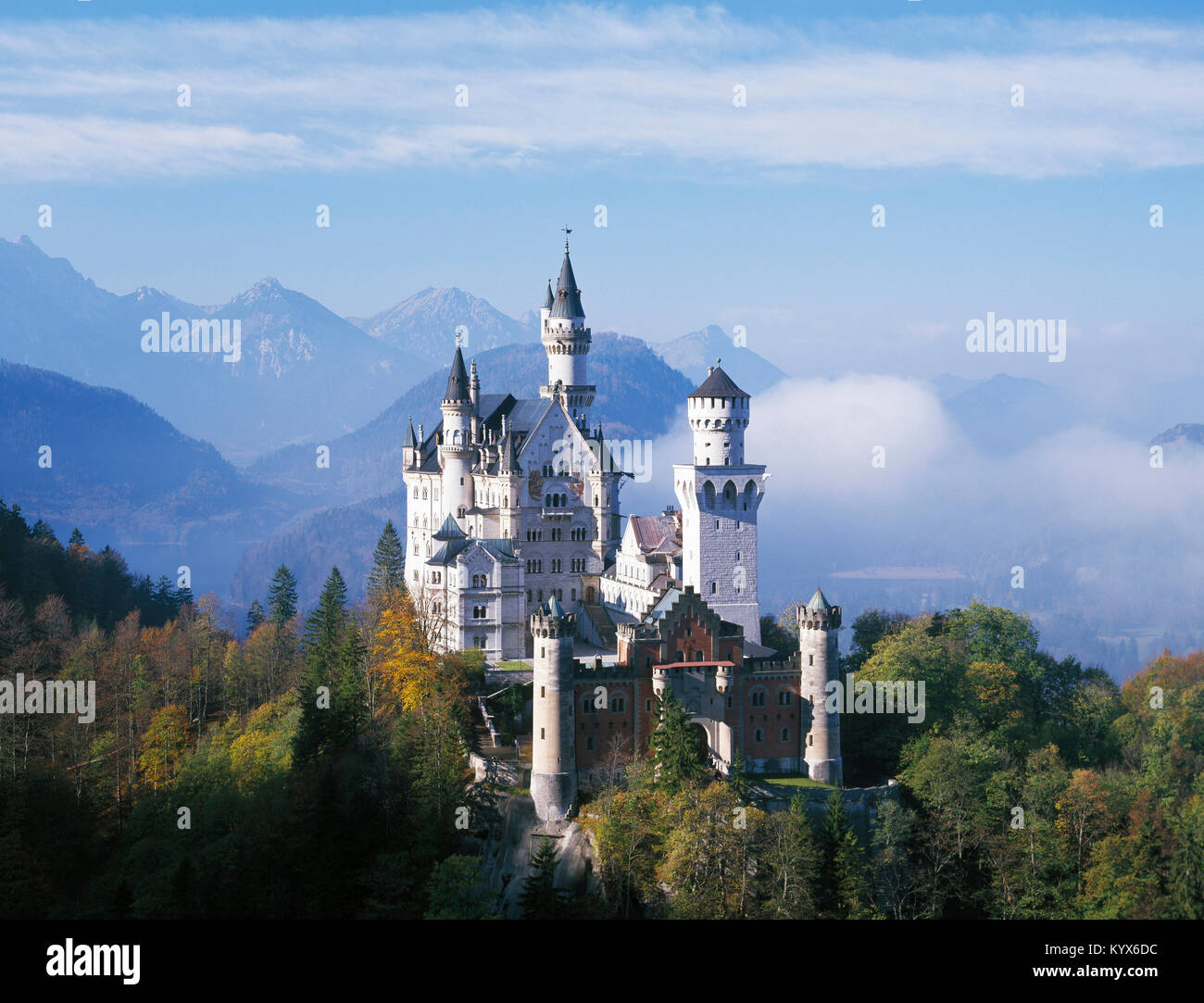 Il Castello di Neuschwanstein, vicino a Fussen, Baviera, Germania Foto Stock
