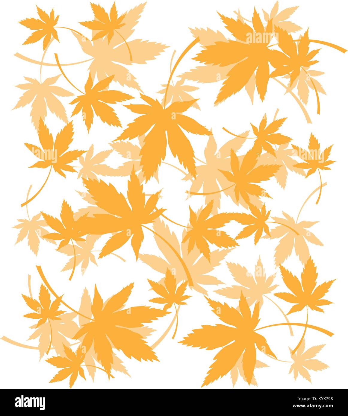 Sfondo con morti Foglie di autunno, fogliame arancione Illustrazione Vettoriale